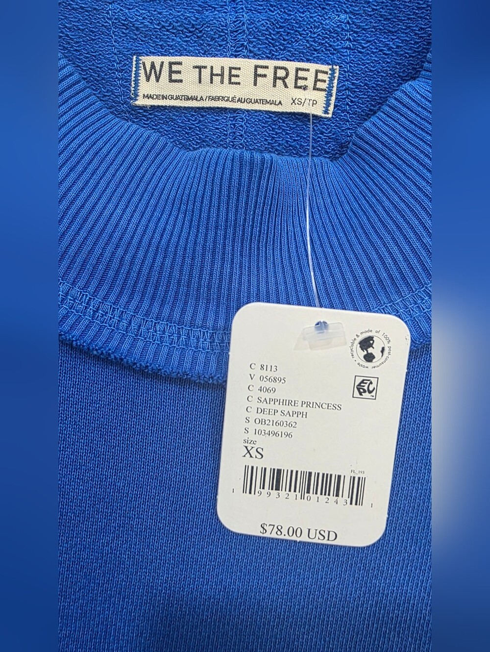 Free People We The Free Palm Springs Mock Neck Pullover - Saphire Blue - Picture 5 of 6